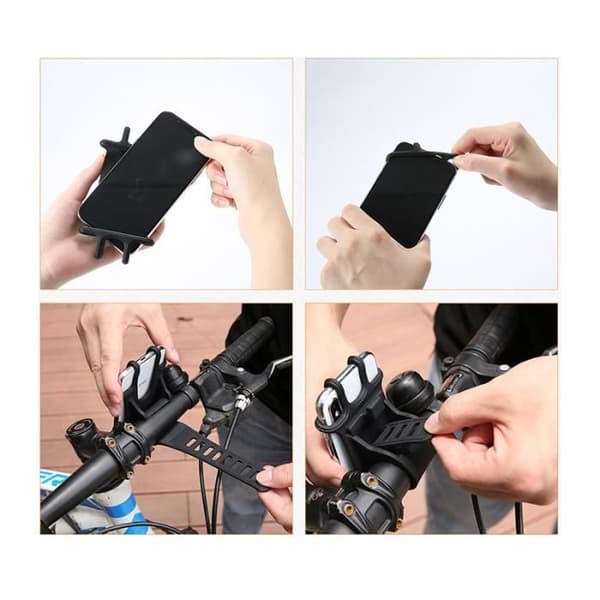 Multifunktion Motorcykel Cykel Telefonhållare, Universal Justerbar Silikon Cykel Telefonhållare för iPhone X/ 8/8 Plus/7/7 Plus Huawe