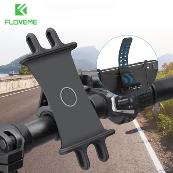 FLOVEME Silikon Cykeltelefonhållare Universal Mobiltelefonhållare Cykelstyre GPS-fäste för iPh - Svart - WL4947