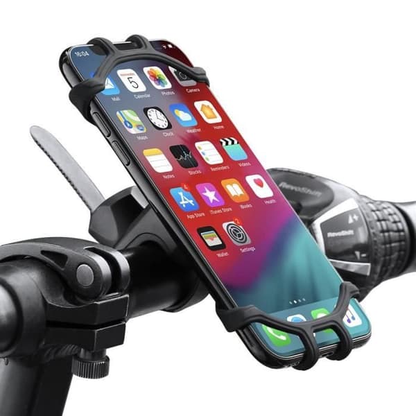 FLOVEME Silikon Cykeltelefonhållare Universal Mobiltelefonhållare Cykelstyre GPS-fäste för iPh - Svart - WL4947