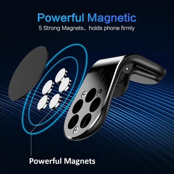 Magnetisk mobiltelefonhållare Clip Magnetisk billuftventilhållare för mobiltelefon GPS svart