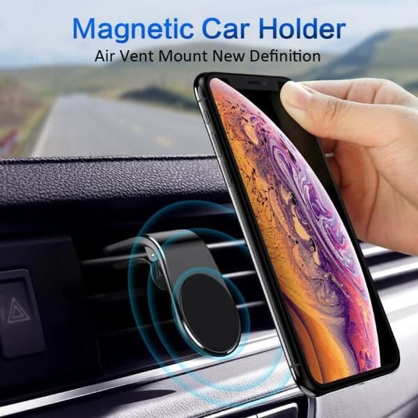 Magnetisk mobiltelefonhållare Clip Magnetisk billuftventilhållare för mobiltelefon GPS svart