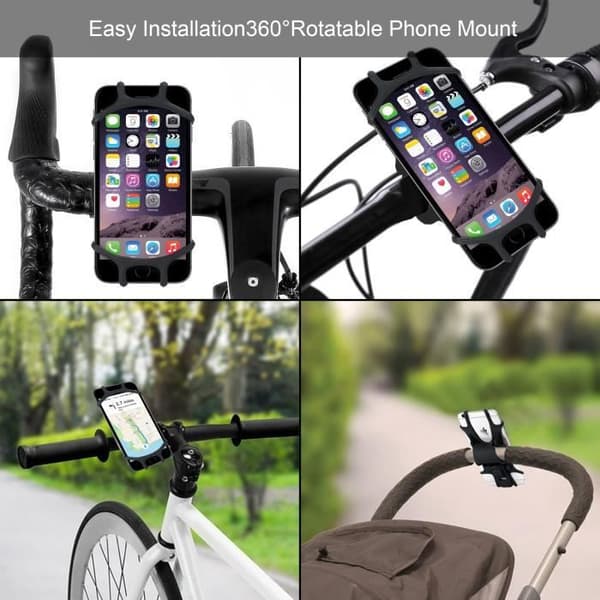 CYKELTELEFONHÅLLARE Motorcykel Cykel Silikon Justerbar för iPhone X-8-7-6-Plus, Samsung, Huawei och 4,5-6,0 tums smartphone