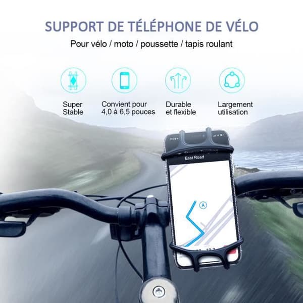 Cykeltelefonhållare, justerbar cykeltelefonhållare i silikon Kompatibel med 4.0'' - 6.5'' smartphones