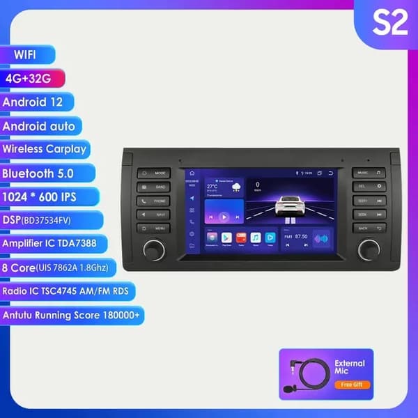 Android Auto -radio, AI-ääni, Carplay, HC1 4Core 1G 32G