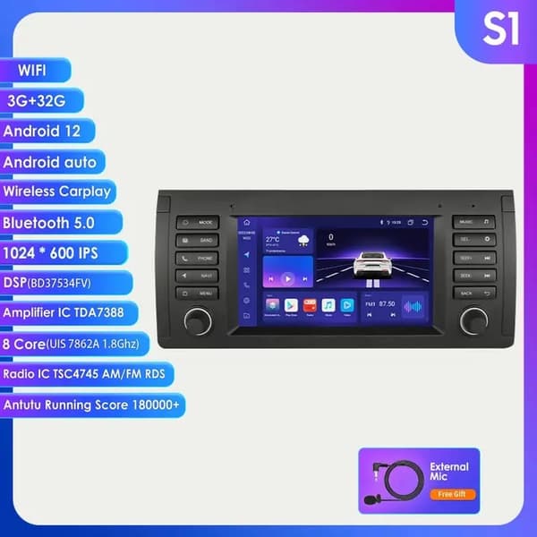 Android Auto -radio, AI-ääni, Carplay, HC1 4Core 1G 32G