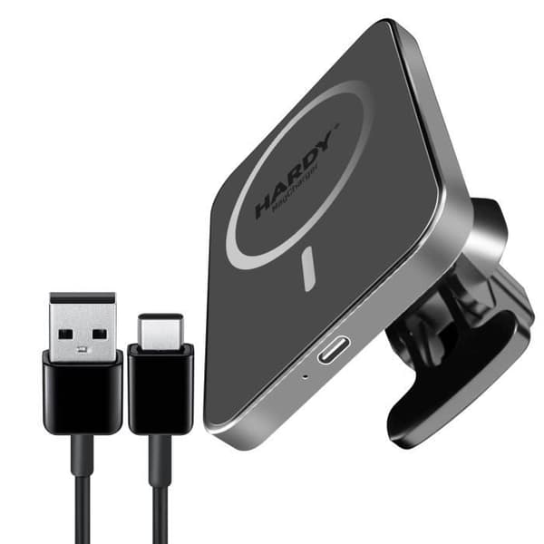 Laddare för bil MagSafe 15W - 3MK - Aluminium - USB-C - Kompatibel med Qi - Svart