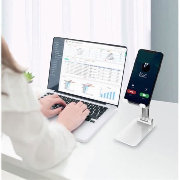 Stativ för telefon/surfplatta med justerbar höjd och vinkel, bärbart ställ för telefon/surfplatta för iPhone 11 Pro/X/XS/XR, Samsung.