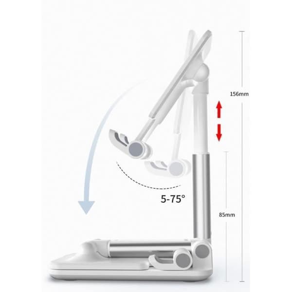 Stativ för telefon/surfplatta med justerbar höjd och vinkel, bärbart ställ för telefon/surfplatta för iPhone 11 Pro/X/XS/XR, Samsung.
