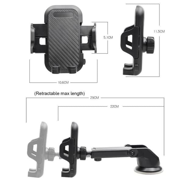 Stödtelefon bil universell 3 i 1 - Super stabilt starkt sugpropp - Återvinningsbar 360° rotation för Xiaomi, Huawei osv.