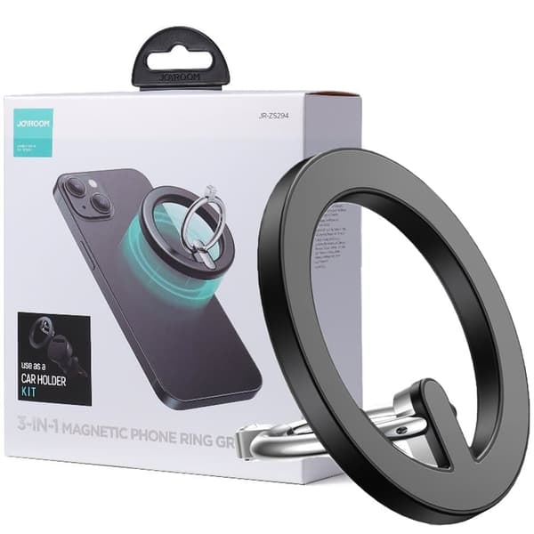 Joyroom sett multifunksjonell magnetisk bilholder ringtelefonholder svart (JR-ZS294)