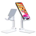 Miniatyrbild 1 av 2: Portabelt Telefon- och Surfplatteställ – Justerbar Höjd och Vinkel, Ihopfällbart Stativ för Skrivbord - VIT