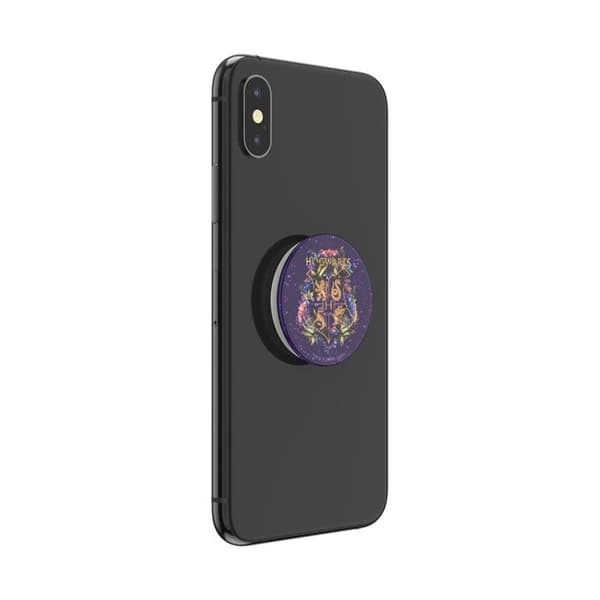 Pop Grip för smartphones Standarddesign Hogwarts Blommig Glitter PopSockets Vit