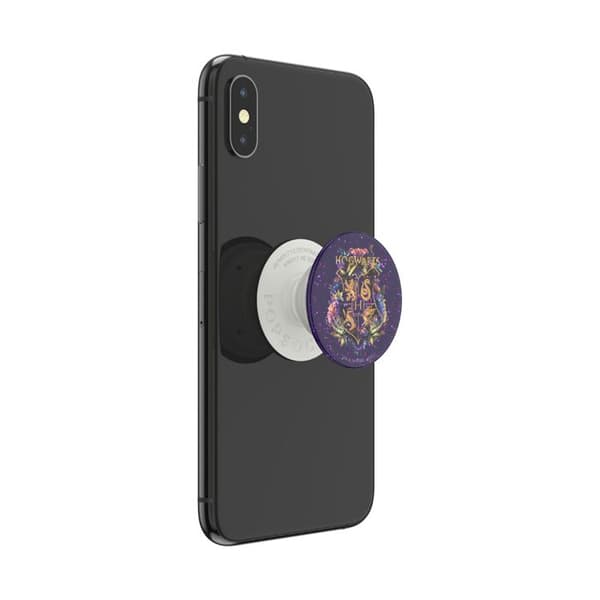Pop Grip för smartphones Standarddesign Hogwarts Blommig Glitter PopSockets Vit