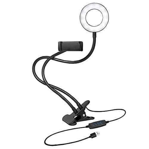 LED-ljusring - LOGILINK - AA0150 - Diameter 8,5 cm - Spännstöd - Justerbart ljus