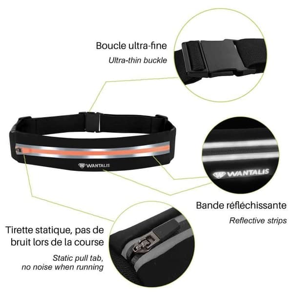 WANTALIS - 1 Pocket Running Bälte - Universal - Vattentät - Orange