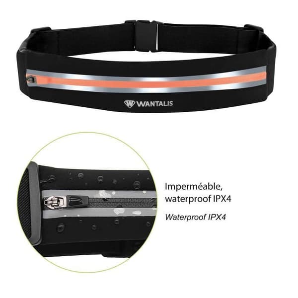 WANTALIS - 1 Pocket Running Bälte - Universal - Vattentät - Orange