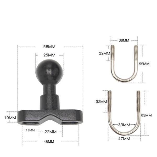 INF T-Shape Mount Kuglehoved til Motorcykeltelefonholdere Sort0