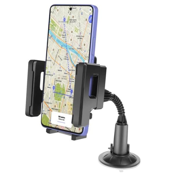 Bilhållare för smartphone Flexibelt och roterande sugkoppsfäste Svart