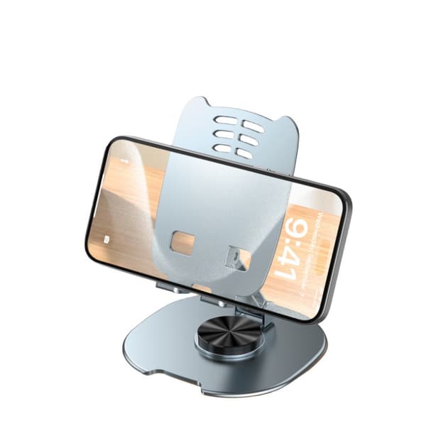 INF X9 Silver Metal telefonholder - 360° rotation, foldbar og justerbar