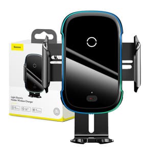 Baseus Light Electric Car Holder med Qi induktiv oplader (sort) Sort