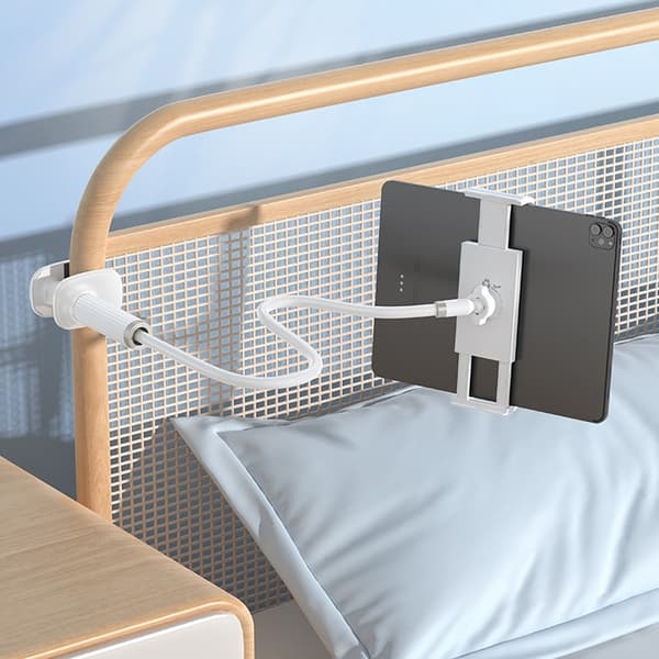 Fleksibel svanehals-mobilholder til mobiler og tablets - Hvid