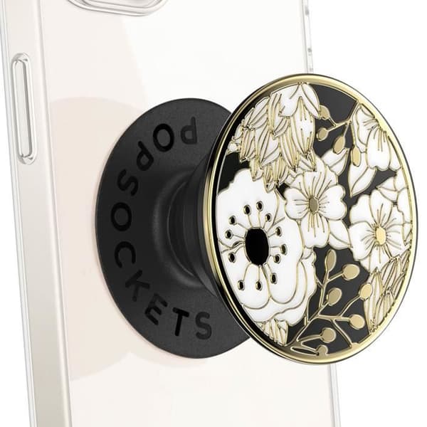 PopGrip - POPSOCKETS - Emalj Vilda Blommor - Aluminium - Svart - Säkert grepp