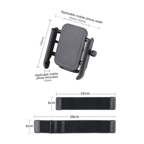 Mobilholder til håndleddet med justerbar rem og drejeligt design