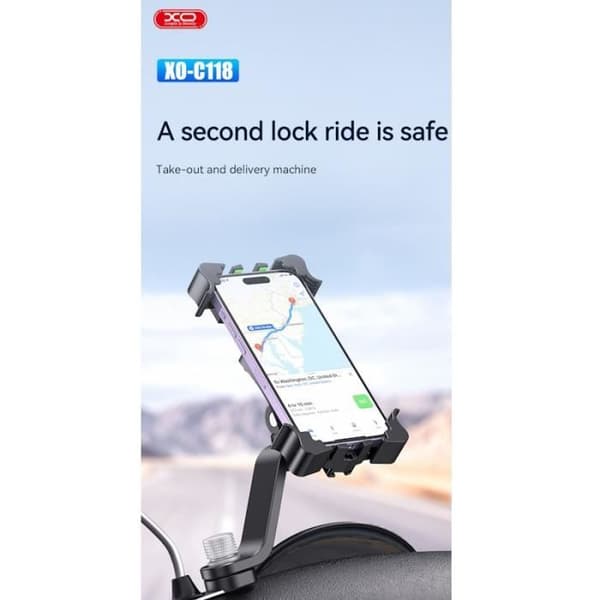 Quad Hållare för XO C118 Smartphone - Rotation och vinkeljustering - Svart