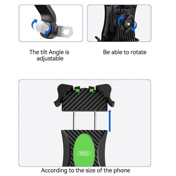 Quad Hållare för XO C118 Smartphone - Rotation och vinkeljustering - Svart