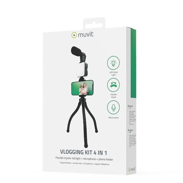 Vloggning Kit - Muvit - 4 i 1 - Mikrofon - Stativ - LED