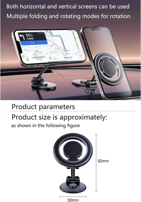 Magnetisk bilhållare, ultrastabil bilhållare, 360° roterbar magnetisk bilhållare, kompatibel med bilhållare, mobiltelefonhållare