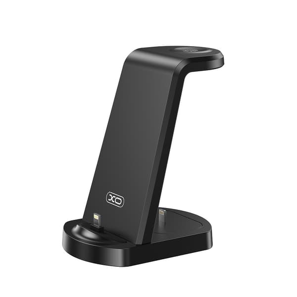 XO 3-i-1 ladestativ med Lightning-kontakt og 15 W hurtiglading - Svart
