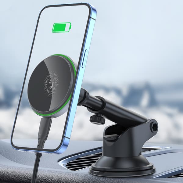 XO Magneettinen autoteline, jossa on 15W langaton laturi ja imukuppi