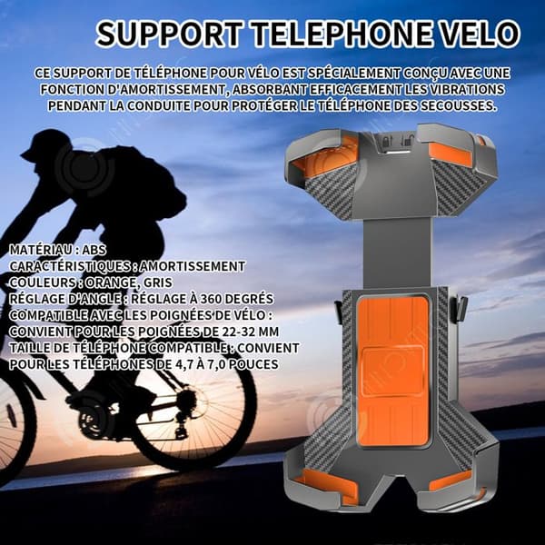 INN Cykeltelefonhållare 4,7-7,0 tum 360 graders vinkeljustering Cykeltelefonhållare för 22-32 mm diameterstyre