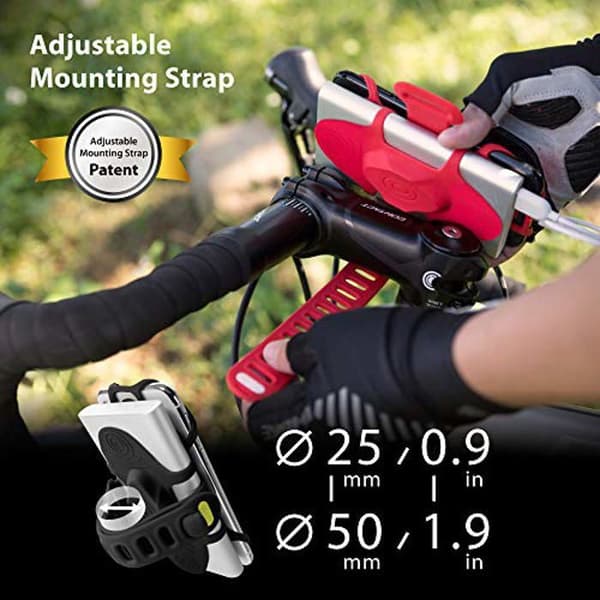 Stöd för telefon och powerbank (skärm 4 till 6,5 tum) - styre- och cykelstolpfäste - Svart