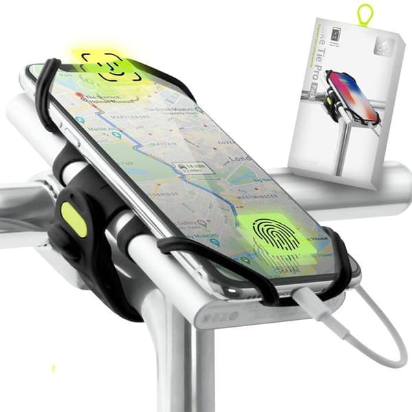 Stöd för telefon och powerbank (skärm 4 till 6,5 tum) - styre- och cykelstolpfäste - Svart