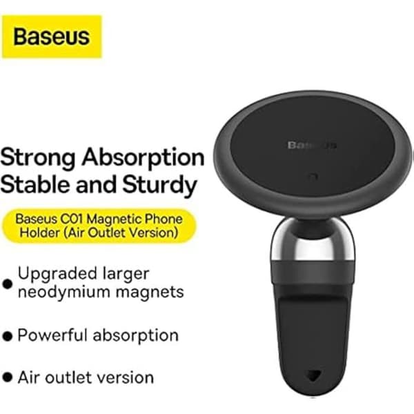 Stöd för magnetisk montering - BASEUS - C01 - Svart - Plast - Kompatibel med telefoner