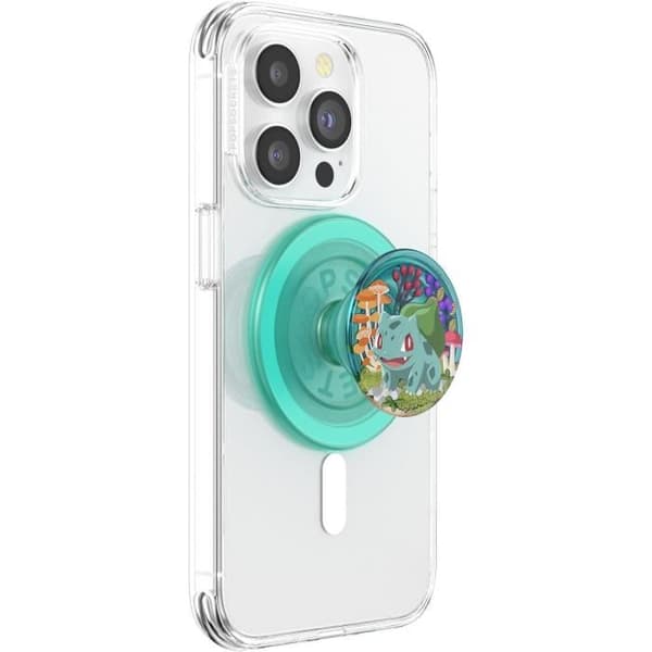 PopSockets PopGrip Rund för MagSafe - Adapterring för MagSafe Ingår - Pokémon - Bulbasaur Mint