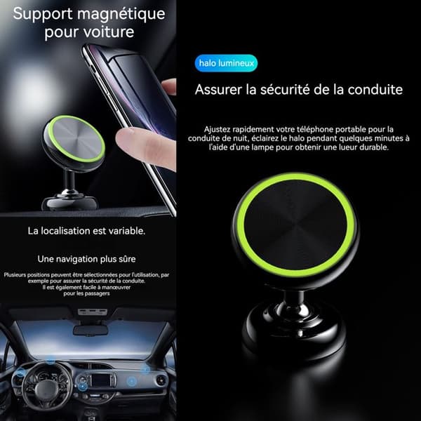 TD® 2 Universal Magnetic 360° Roterande Bilhållare för PDA GPS Smartphone - Vit eller Svart Rund - Estetisk - Magnet