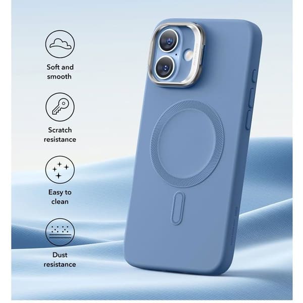 ESR Cloud Soft Case med förvaringsstöd (HaloLock), kompatibel med iPhone 16 Plus, ljusblå