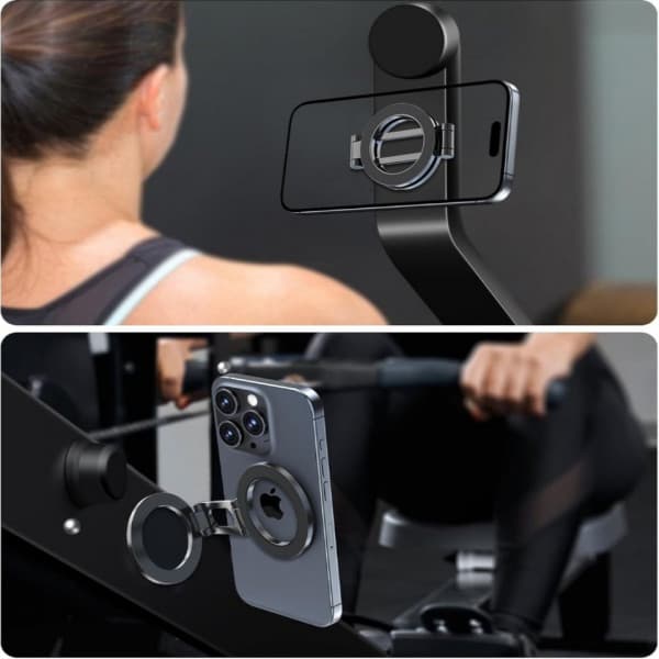 FoneKit Foldable Dual Magsafe-yhteensopiva Phone Holder -puhelinteline, musta