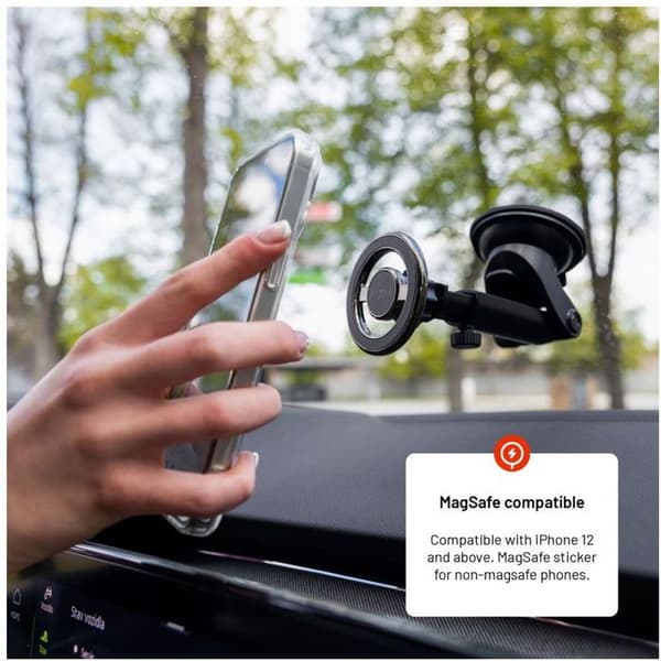 FIXE MagMount XL med sugkopp för glas eller instrumentbräda med svart MagSafe-fäste