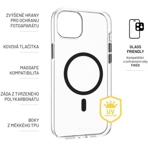 FIXED MagPurity AntiUV med Magsafe-stöd för Apple iPhone 15 Plus klar