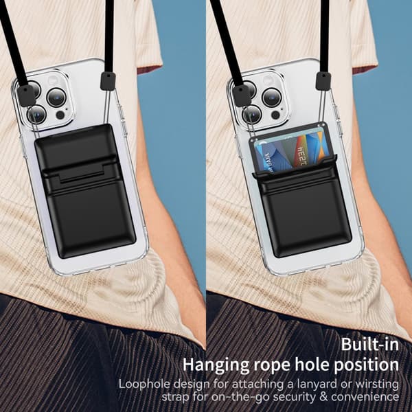 INF Magnetisk kort holder pung med stativ til telefon Sort