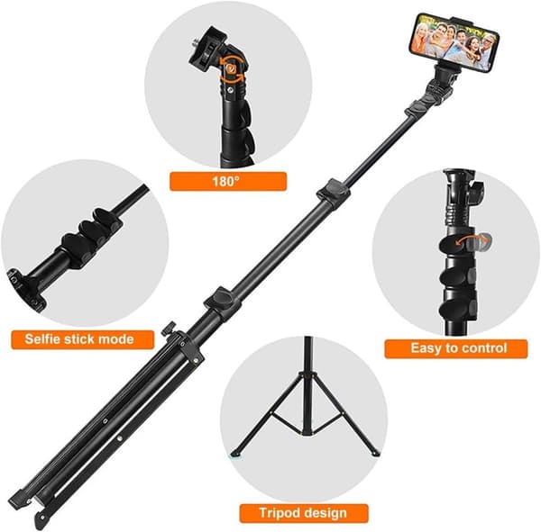 Mobilstativ / Kamerastativ Selfiepinne Tripod (45–160 cm)–teleskopiskt stativ för mobil och kamera
