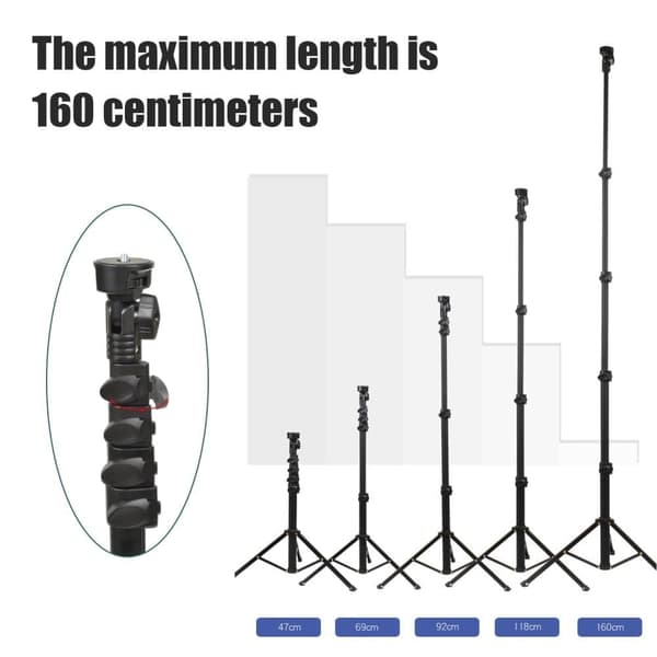 Mobilstativ / Kamerastativ Selfiepinne Tripod (45–160 cm)–teleskopiskt stativ för mobil och kamera