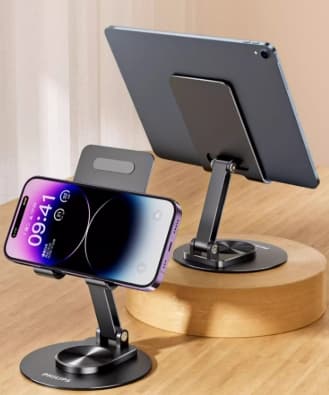 Philips Matkapuhelinteline Pöytä Alumiiniseos 360° Pyörivä Taitettava Säädettävä Nosto Laiska Kiinnike Tablettitietokone iPad Universal Universal Live