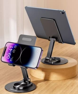Philips Matkapuhelinteline Pöytä Alumiiniseos 360° Pyörivä Taitettava Säädettävä Nosto Laiska Kiinnike Tablettitietokone iPad Universal Universal Live