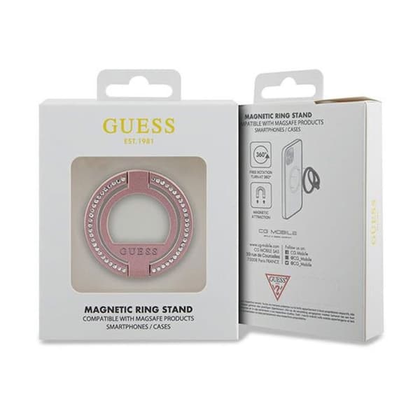 Telefonhållare - Guess telefonhållare - GUMRSALDGP - Rosa rhinestone ring stativ, Magnetisk ringhållare