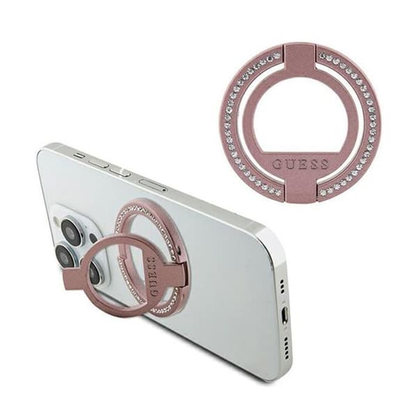 Telefonhållare - Guess telefonhållare - GUMRSALDGP - Rosa rhinestone ring stativ, Magnetisk ringhållare